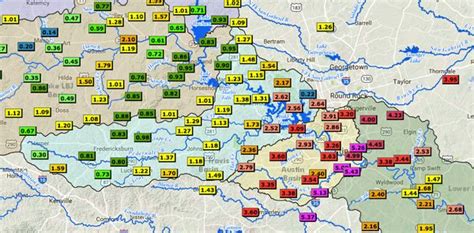 Use this drop down list to select the data you want to display on the map. . Lcra rainfall summary